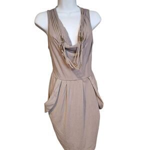 Luigi Bertolli Sleevless Scoop Neck Taupe Dress Sz PS